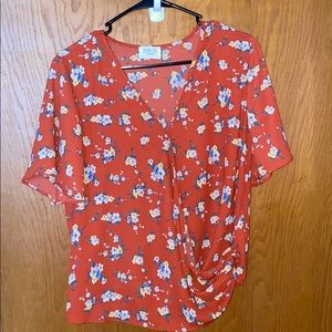 floral wrap-front top